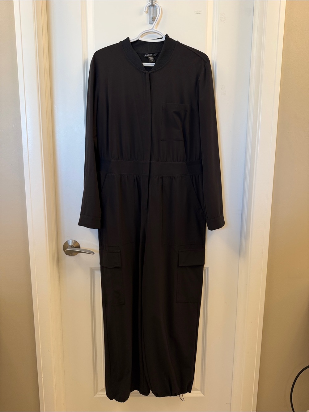 Athleta Black Long-Sleeve Utility Jumpsuit